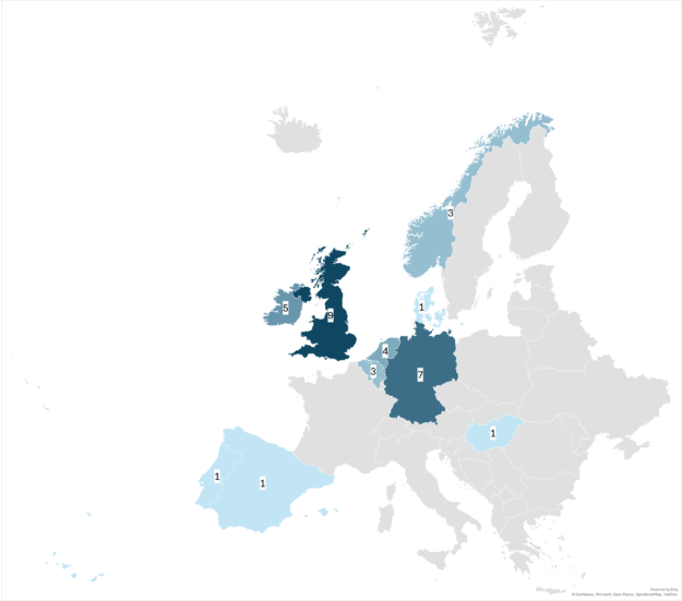 A map displaying countries with the most cases, illustrating the global impact and distribution of the issue.